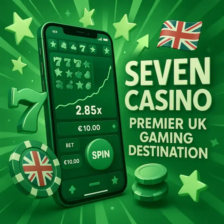 Online UK casino with slot machine and coins.